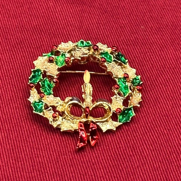 VTG Gerry’s Christmas Wreath Brooch - Picture 1 of 8